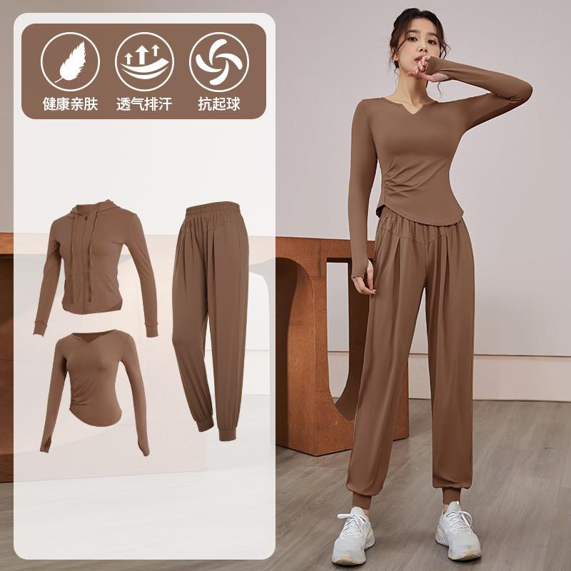 Womens Quick-Dry Fitness Set Gym Yoga Running Long Sleeve Top Pants Sportswear