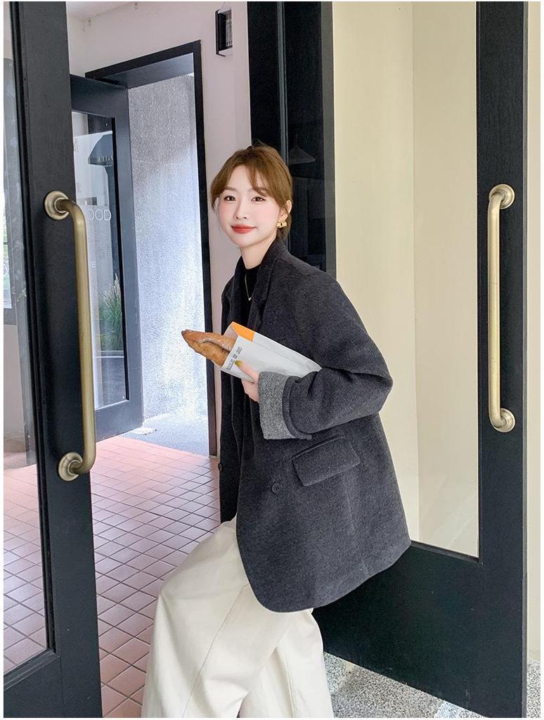 2024 Women's Double-Breasted Korean Style Wool Coat - Chic & Versatile Winter Fashion