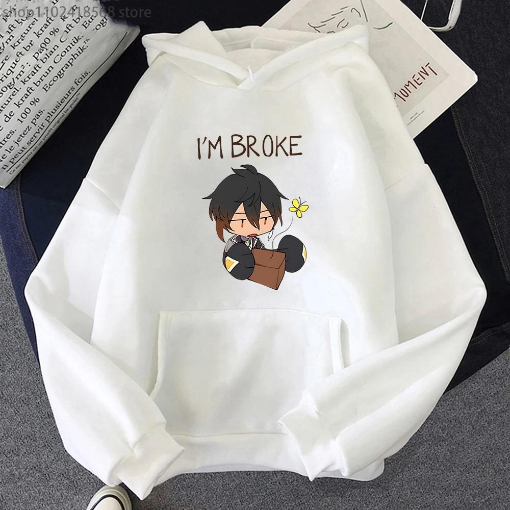 Zhongli Genshin Impact Meme Hoodie Men Gothic Long Sleeve Sweatshirts Kawaii Clothes Sudadera Y2k Tops Crewneck Women