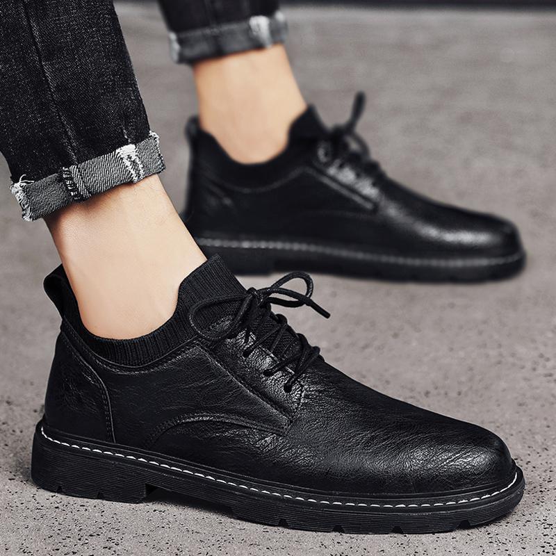 

Spring and Autumn New British Style Business Dress Casual Wenzhou Leather Shoes Black Trendy Shoes 44 чорний