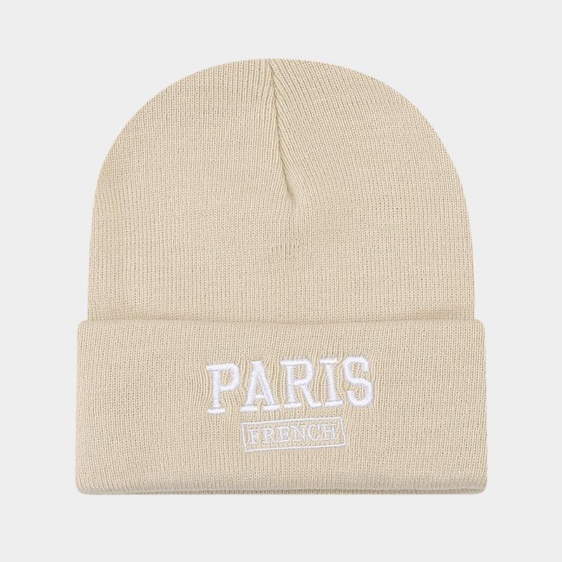 Large Version Knitted Hat Female Face Small Embroidered Letters Wool Pullover Hat Big Head Circumference Street Tide Hat