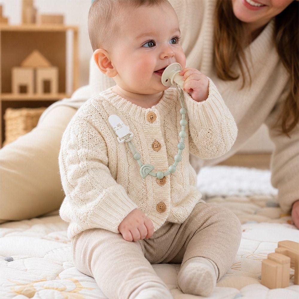 Anti-Lost Baby Pacifier Clip Solid Color Dummy Chain Silicone Pacifier Chain Newborn Infant Baby