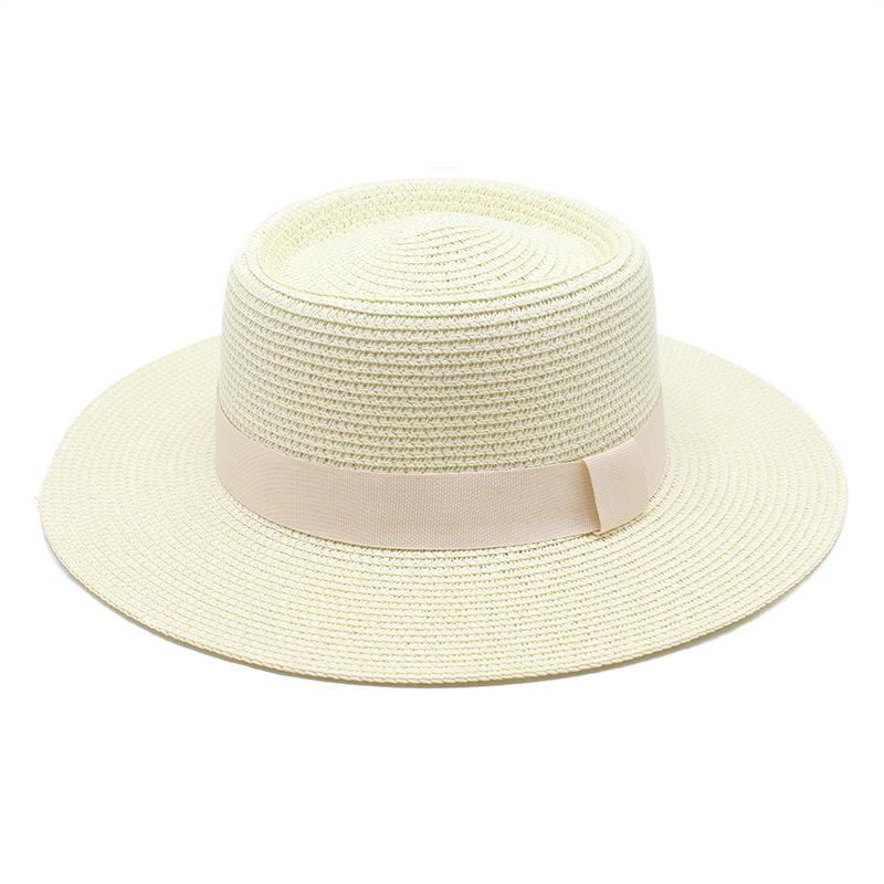 20 Color Summer Beach Sun Hats For Women Man Foldable Round Flat Top Big Brim Straw Hat Solid Color Outdoor Holiday Visor Caps