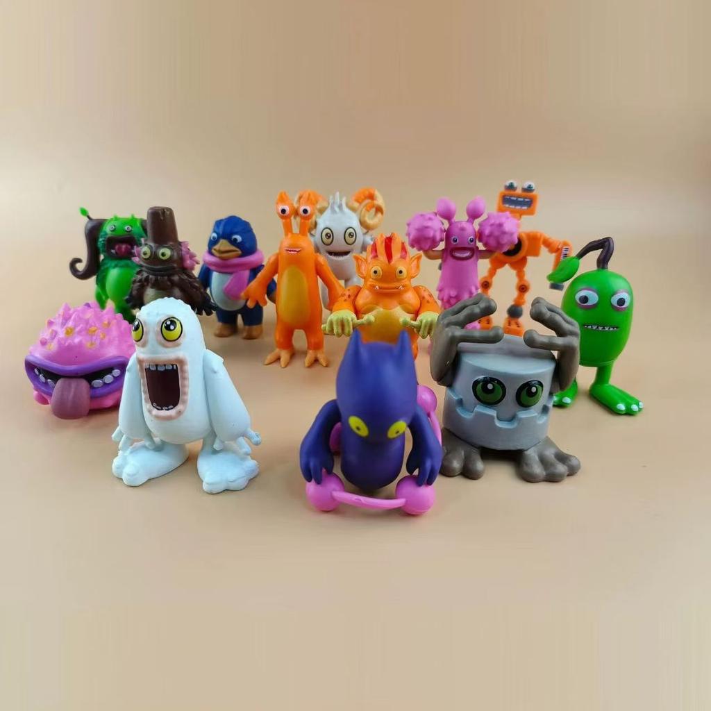 13 stuks My Singing Monster Anime Figuur Wubbox Msm Actiefiguur Mini Schattig Figuurtje Pvc Standbeeld Model Pop Kerst Speelgoed Cadeau Kinderen