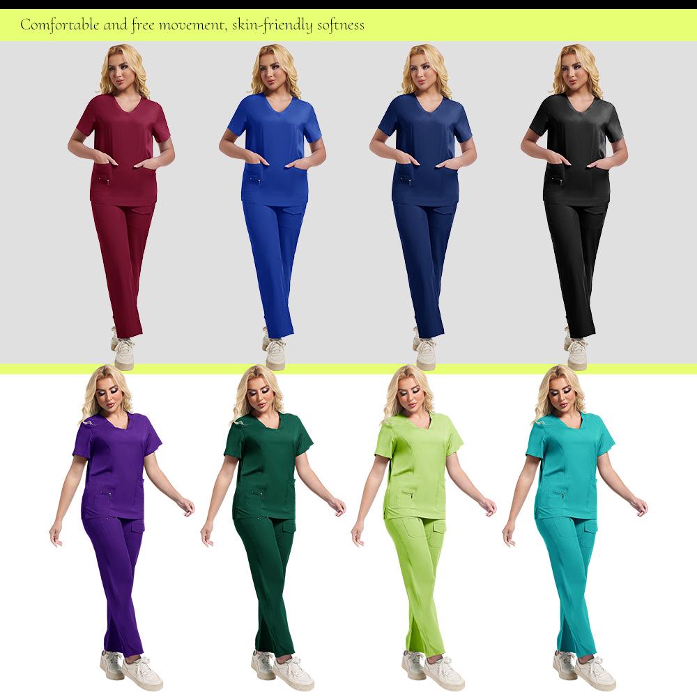 V-neck Nurse Uniform Spa Beauty Scrub Suit Set