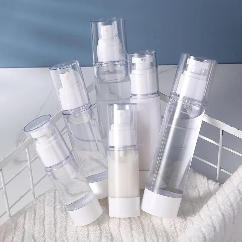 Clear Refillable Vacuum Airless Cream Pump Bottle, Empty Travel Airless Cosmetic Container, Portable Makeup Lotion Dispenser Bottle