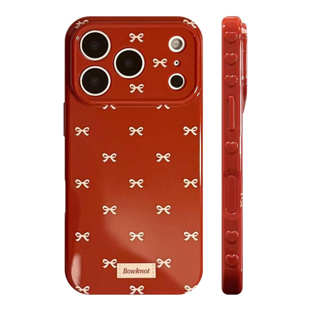 Red Bow iPhone Case for 13/15/16/17/17 Pro Max - Full Coverage, Soft, Festive