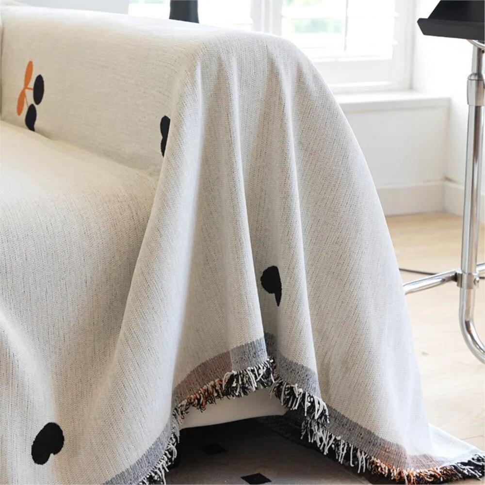 Cherry Printed Nordic Sofa Throw Blankets Outdoor Camping Picnic Large Blanket Leisure Relax Beach Towel White Travel Rug