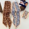 Flower Pattern Neck Strap Long Hair Band Fashion Floral Silk Scarf