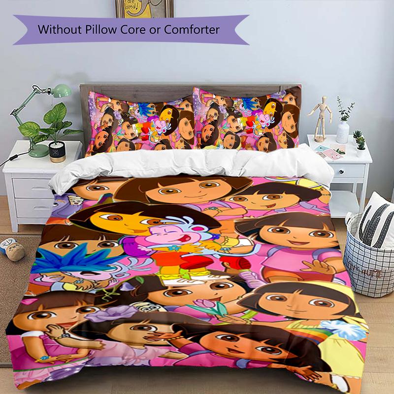 3pcs D-Doras The Explorer Pattern Bedding Set Duvet Cover Set Includes Duvet Cover &pillowcases, Perfect All Season Bedroom Decoration & Gift