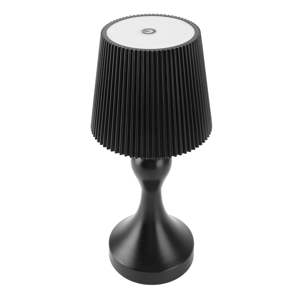 LED Cordless Table Lamp Iron Plastic Pleated Touch Control Stepless Dimmable USB Rechargeable Nightstand Lamp for Bedroom Bar