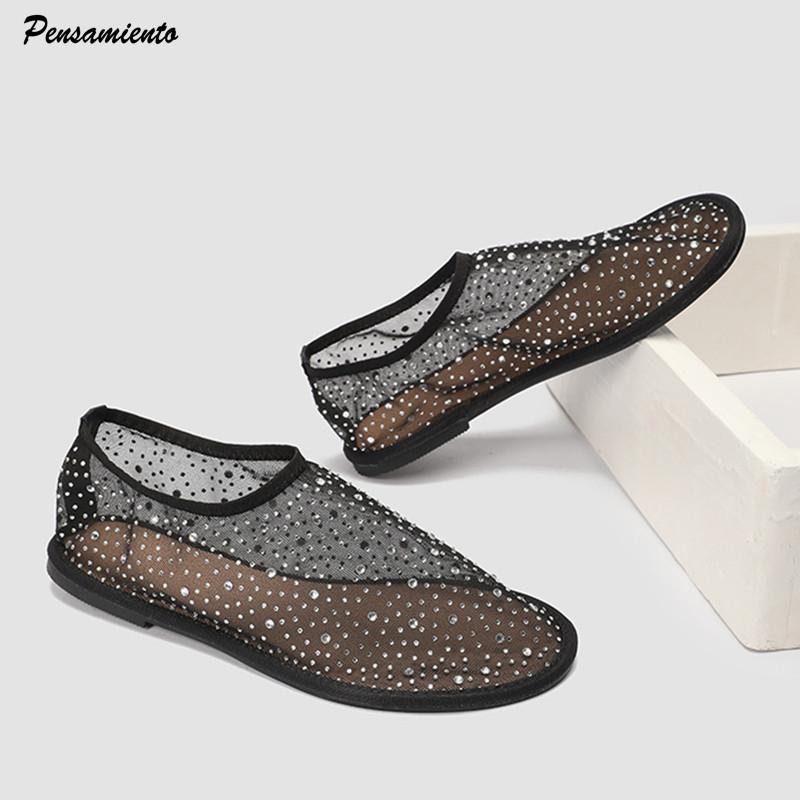 Fashion Ins style Fashion Sequined Air mesh Women Ballet Flats Spring Summer Comfortable Soft Soles Lazy Dance Loafers Espadrilles Shoes