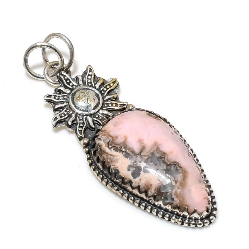 Natural Rhodochrosite Gemstone Pendant 925 Sterling Silver- Handmade Design, Everyday Wear Jewelry, Unique Rhodochrosite Pendant Father's Day Gifts