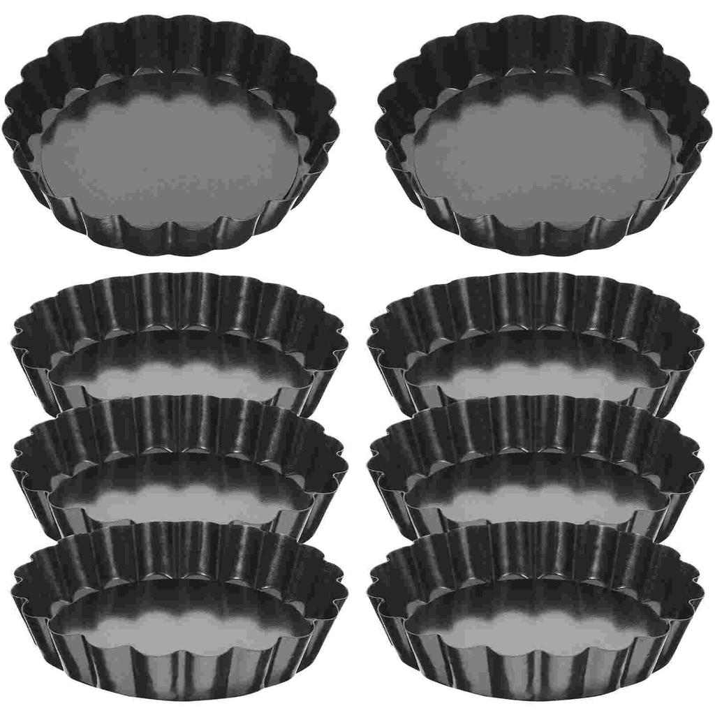 8 Pcs Egg Tart Tray Pie Pans for Baking Mini Roaster Hand Molds Carbon Steel Cupcake