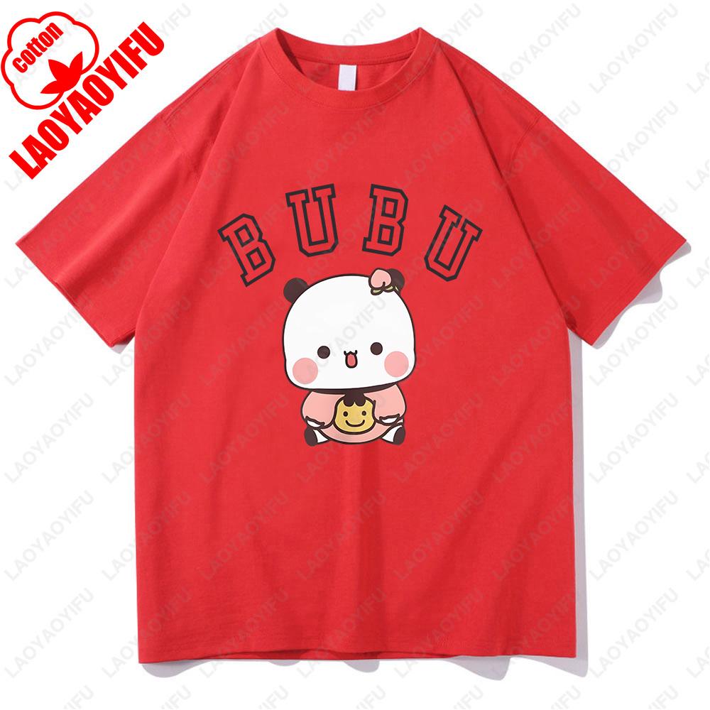 Kawaii Bubu Dudu Panda Bear Graphic T-shirts Summer Women/Men Cotton Tees Cartoon Cute Printing Couple Tshirts Casual Girls Tops