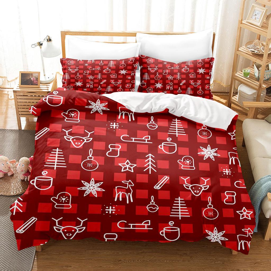 Weihnachtsgeschenke Bettbezug-Set Bettwäsche Bettdecken-Sets King Size 3D Kinderbettwäsche-Set 3-teilig Zuhause