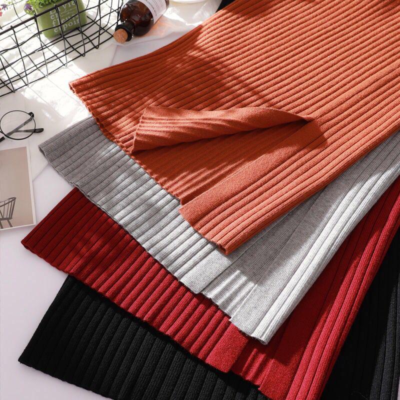 Jupe crayon en laine taille haute: Moulant, Amincissant, Mi-long avec Fente, Parfait pour l'Automne et l'Hiver.