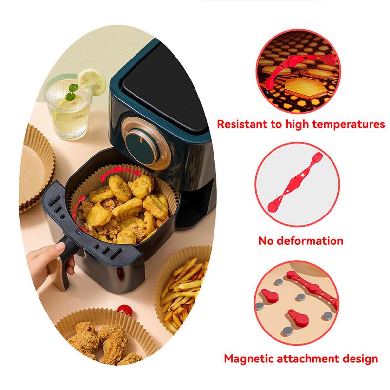 1Set Air Fryer Magnet Silicone Buckle for Holding Down Air Fryer Parchment Paper Lock Disposable Liners Prevent Paper to Burn