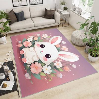 Cartoon Rabbit Printed Carpet Living Room Rugs Kids Bedroom Carpet Children Room Mat Cute Animal Home Decor Non-slip Doormat Rug