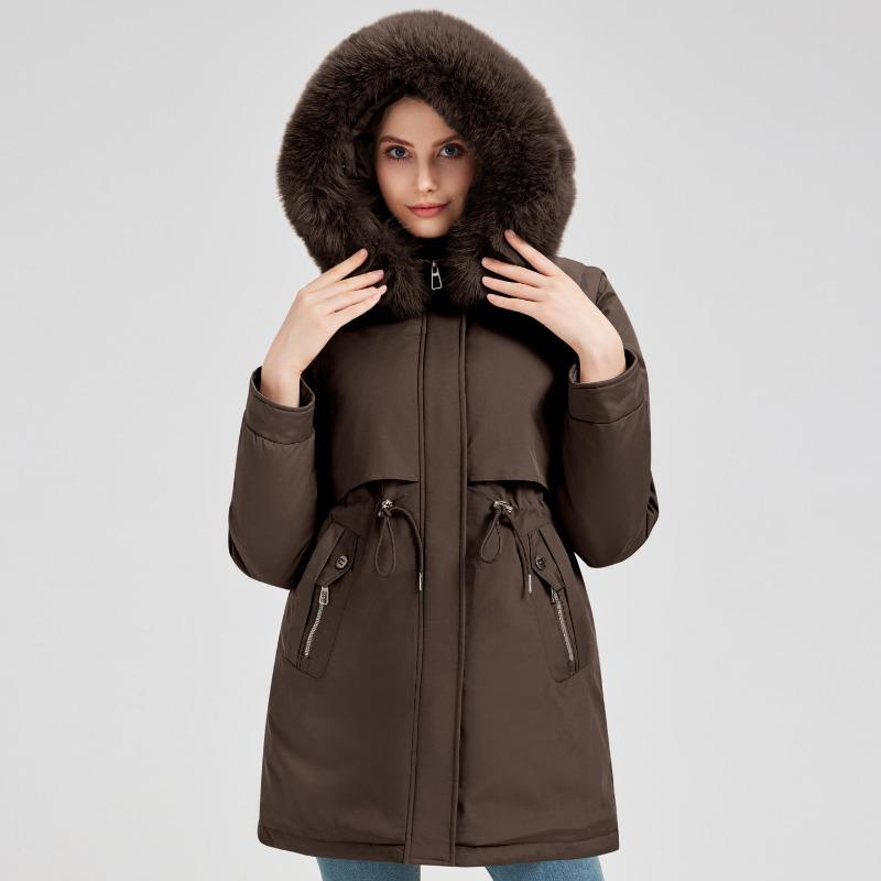 New big fur collar down cotton clothes women's medium and long waist winter outdoor pie to overcome warm cotton-padded jacket