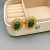 Retro Luxury Malachite & Zircon Stud and Dangle Earrings