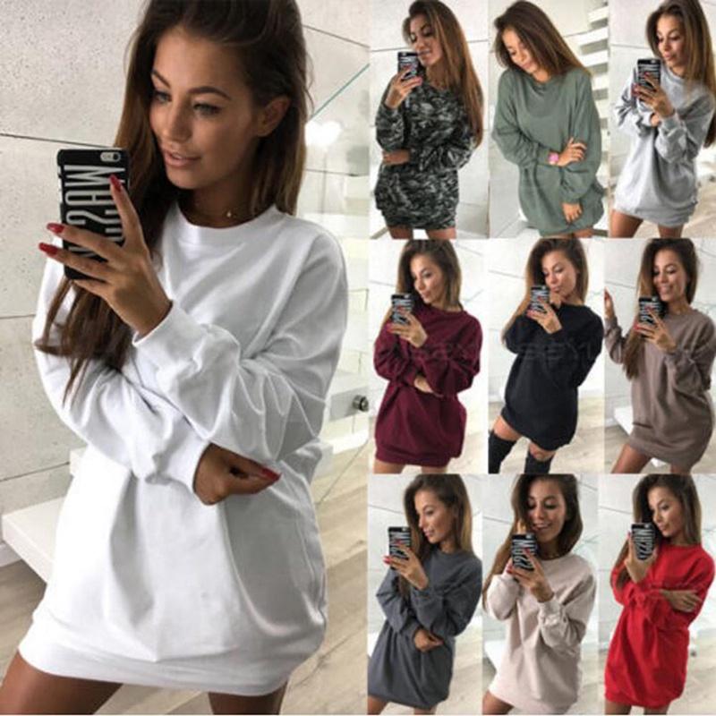 Stylish Women's Oversized Hoodie Dress Long Pullover Sweatshirt For Winter Wear