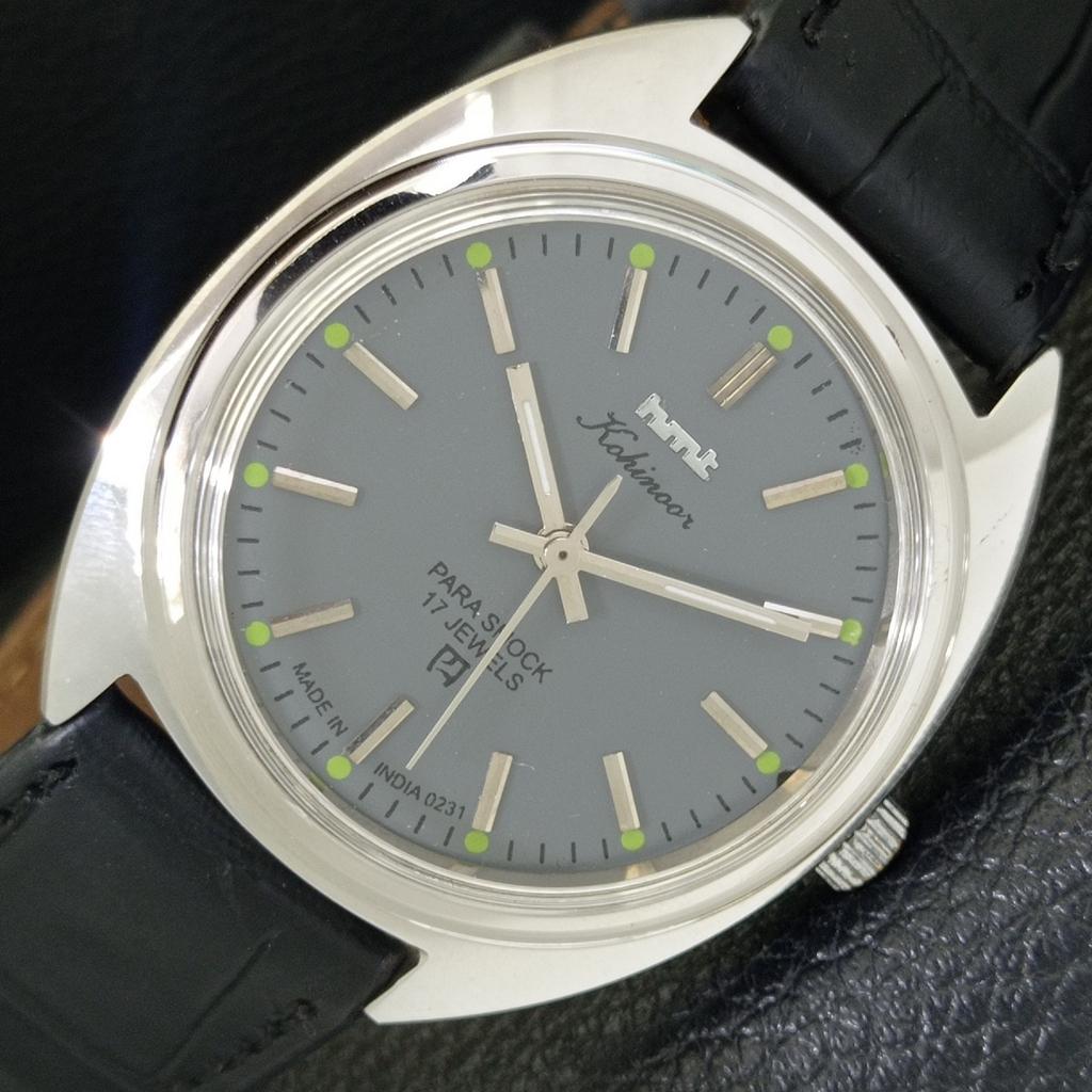 

INDIAN VINTAGE HMT KOHINOOR HAND-WINDING MENS GREY COLOR DIAL WATCH a440921-4 HT-a440921