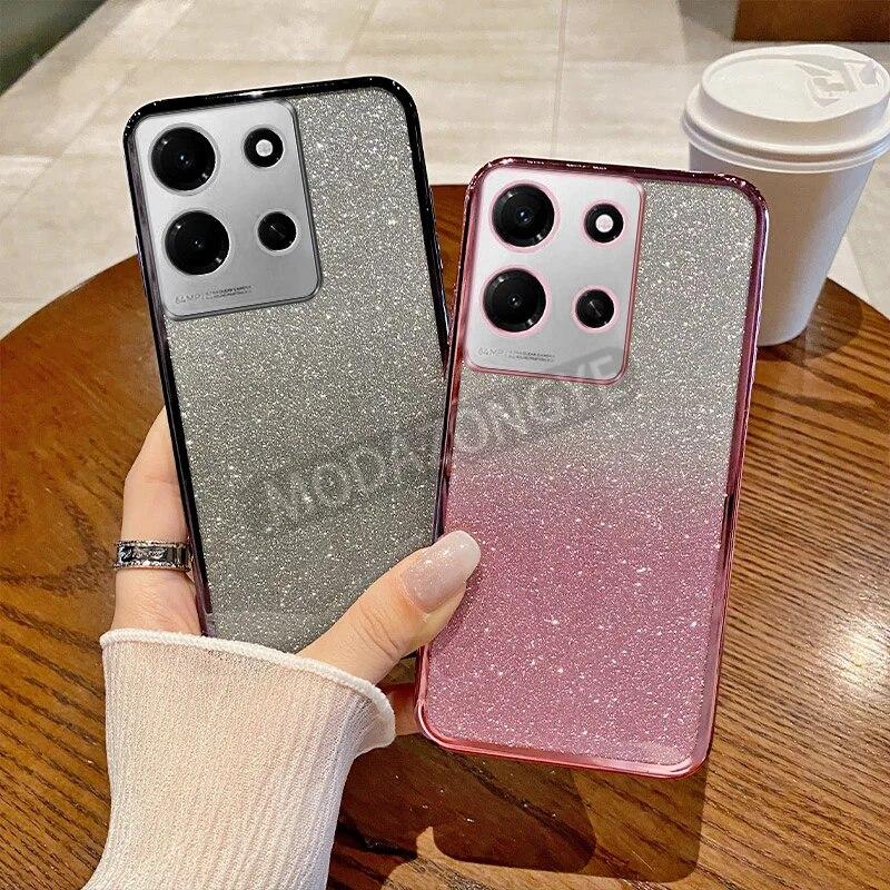 

Для Infinix Note 30i чехол с гальваническим покрытием Роскошный мягкий блестящий чехол из ТПУ для сотового телефона X6716 чехол для телефона для девочек и женщин