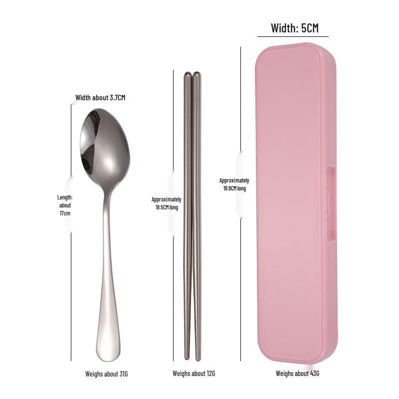 Portable Stainless Steel Cutlery Set: Fork, Spoon & Chopsticks - Ideal for Students & Outdoor Use