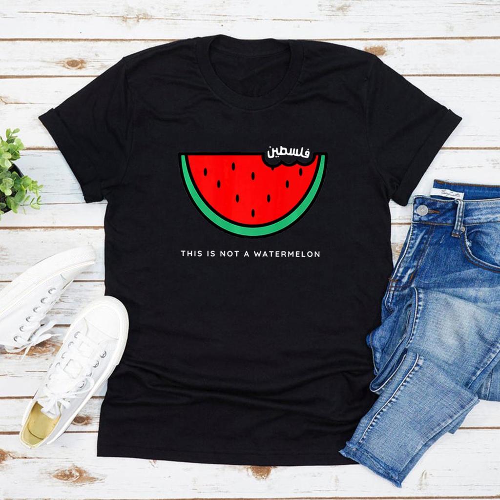 Maglietta divertente con anguria Questa non è una maglietta con anguria Maglietta con pace e amore Maglietta con grafica a manica corta sui diritti umani Streetwear