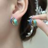 Korean Arc Cross Enamel Stud Earrings for Women Geometric Jewelry Party Accessories