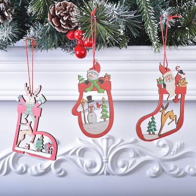 Weihnachtsdekorationen Holzanhänger Weihnachtsstrümpfe Weihnachtsbaumhängeornamente 2025 Neujahr Navidad Party Heimdeko