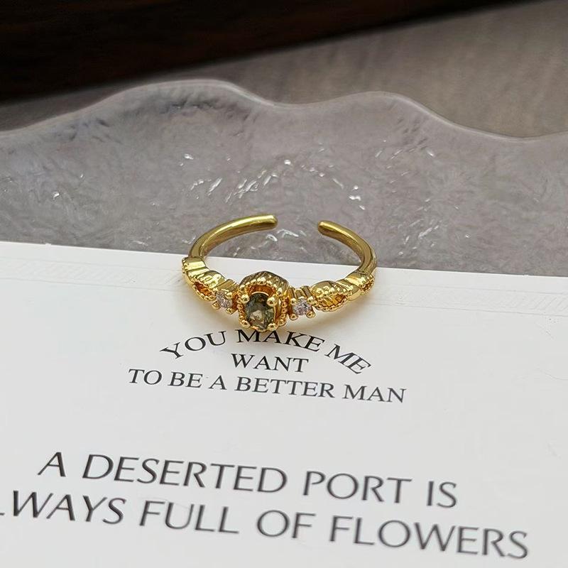 

Середньовічний Вінтажний Французький Кольоровий Скарб Циркон Легка Розкіш Високий Клас Відкритий Перстень Нішевий Дизайн Перстень Жіночий Adjustable opening