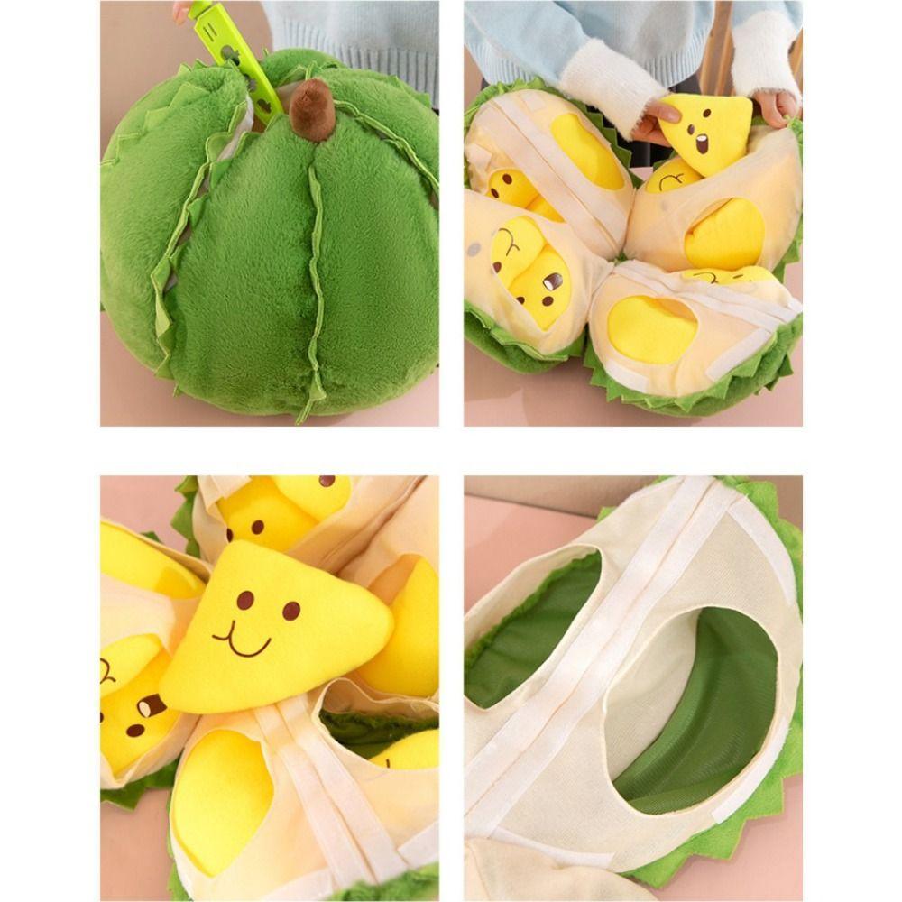 Fluffy Fruit Durian Plush Pillow Soft Peeling Durian Plush Doll  Kids Holiday Gifts