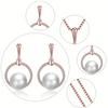 Round Imitation Pearl Pendant Necklace and Earrings Jewelry Set with Rhinestones, Birthday and Holiday Accessory Gift