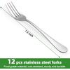 12 Piece Dinner Forks Set, Food-Grade Stainless Steel Forks Silverware, Cutlery Fork, Salad Fork, Metal Forks for Home, Kitchen or Restaurant, Mirror