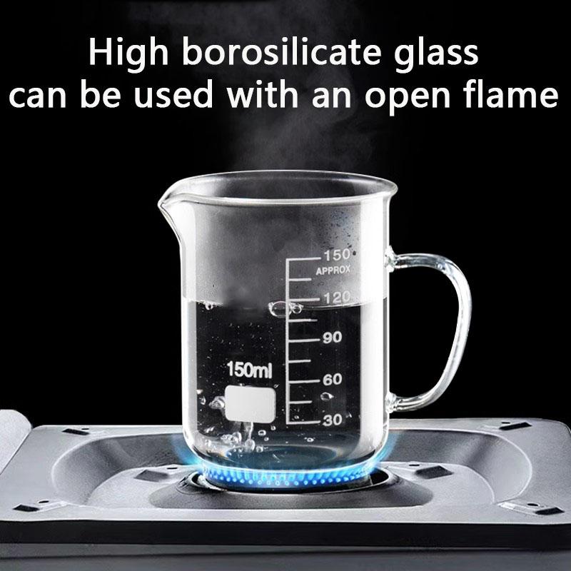 50-1000ml High Borosilicate Glass Measuring Cup Heat-resistant Laboratory Beaker With/Without Handle Scales Mug Measuring Tools