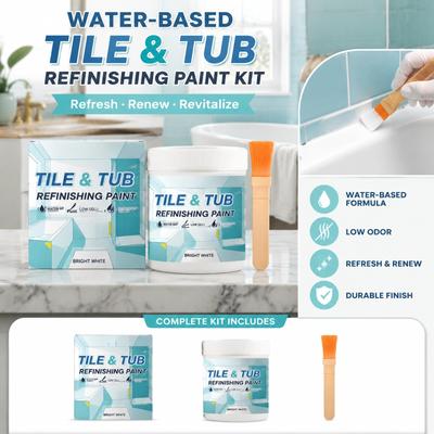 Kit de Pintura para Restauración de Azulejos y Bañeras para Restauración de Superficies Incluye Pintura y Pincel Aplicador Adecuado para Uso en Baño y Cocina Acabado Duradero