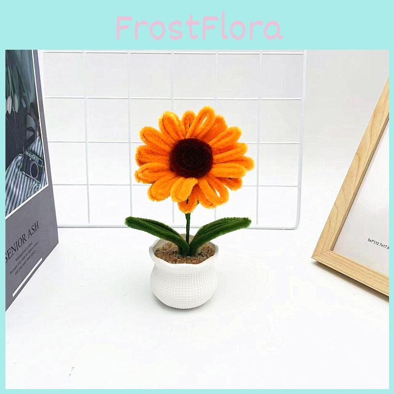 Twisted Rod Plush Sunflower Potted Desktop And Office Decoration Ornament