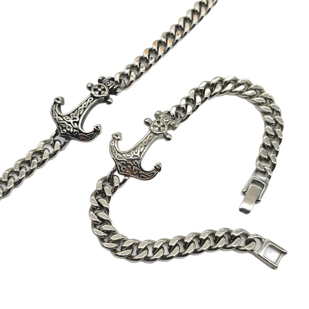 Mens Viking Anchor Titanium Steel Bracelet Retro Bold Fashion Accessory