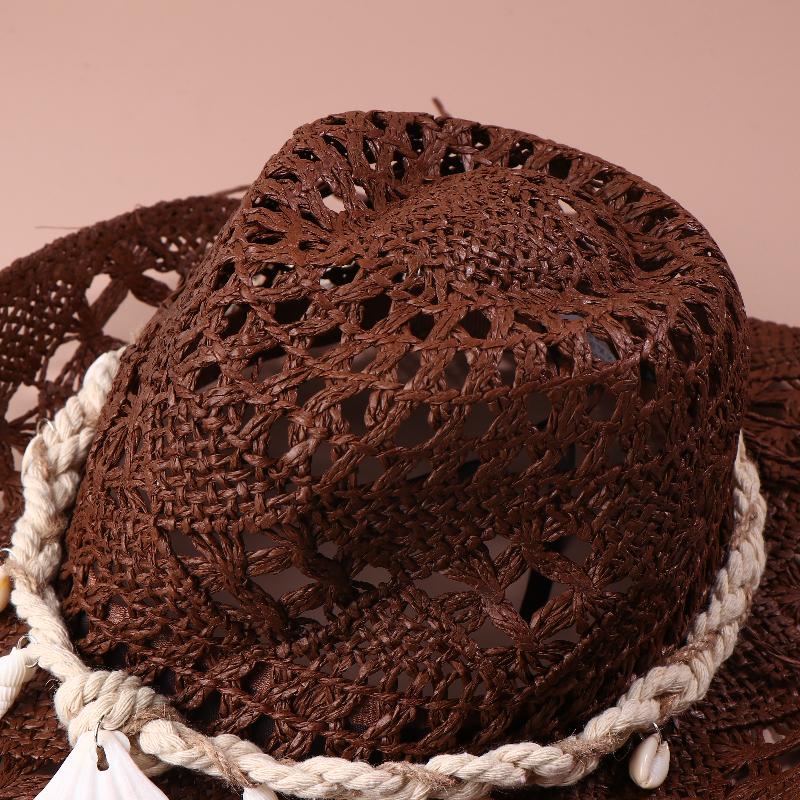 Vintage Western Cowboy Sun Hat Men Women Straw Hat Outdoor Travel Ethnic Style Gift Uv Protection Cap Chapeau Beach Hat