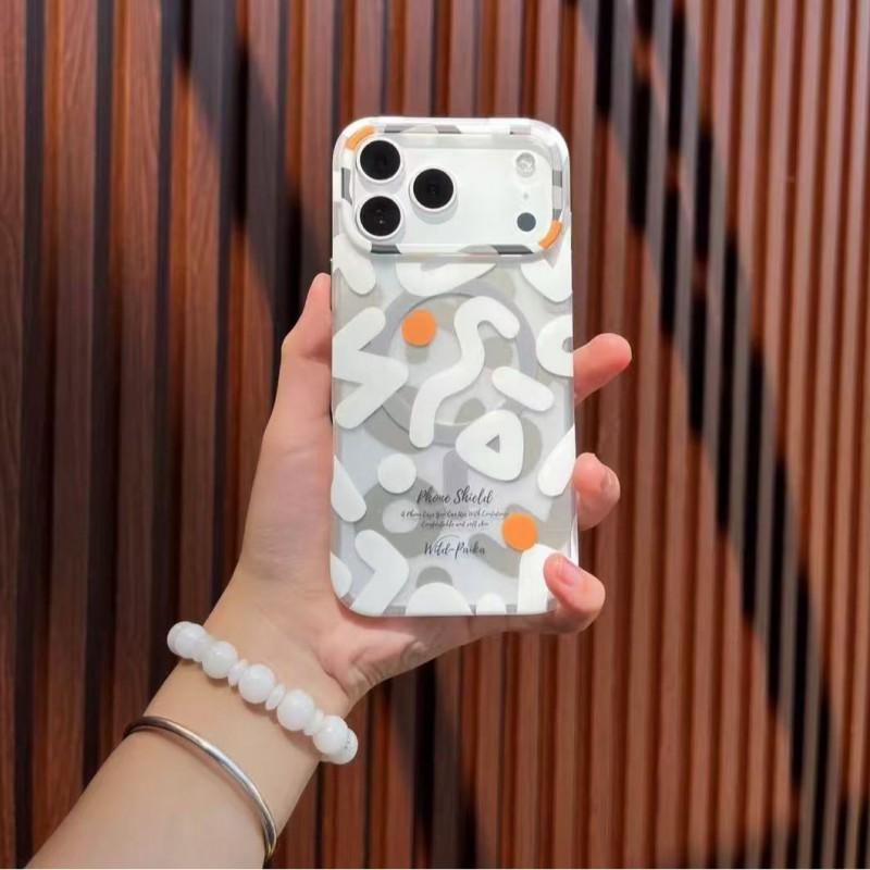 Creative Doodle Magnetic Snap-on Phone Case IPhone 16 17 Pro Max - Matte Soft-Touch Shockproof Cover In Multiple Colors