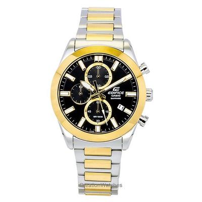 Edifice Analog Chronograph Two Tone Stainless Steel Black Dial Quartz EFB-710SG-1AV 100M Men's Watch