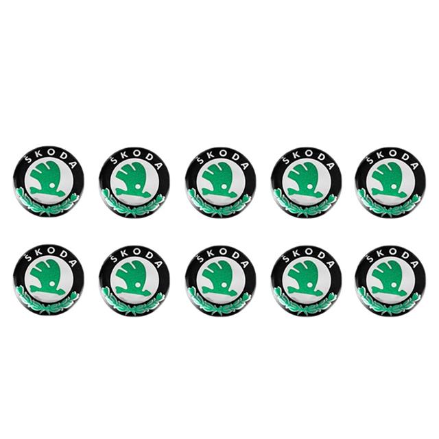 YAQ1 14mm Aluminum Alloy Car Remote Key Badge Stickers Decoration For Skoda Octavia Kodiaq Enyaq Kamiq Scala Superb Fabia Rapid Yeti