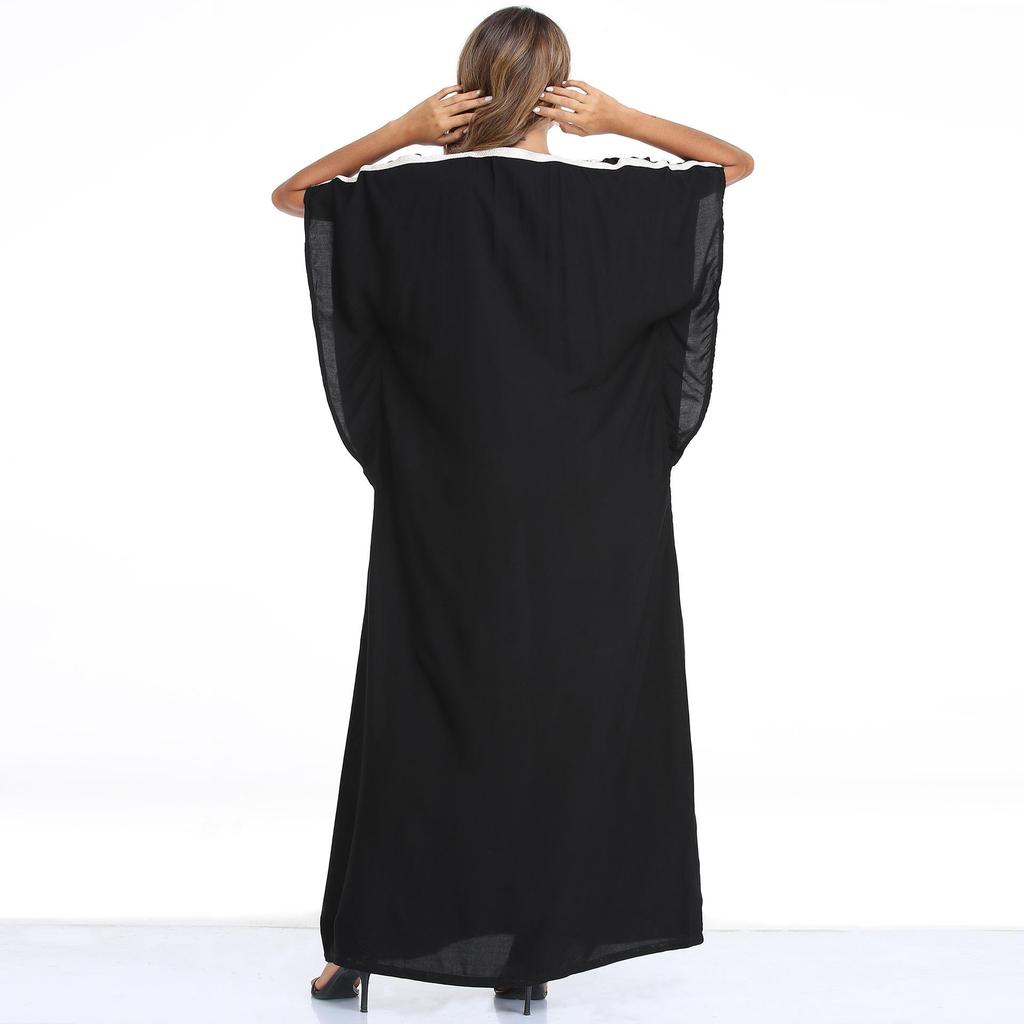 Kaftan s krátkým rukávem pro muslimské ženy: Volné dlouhé šaty ve velkých velikostech