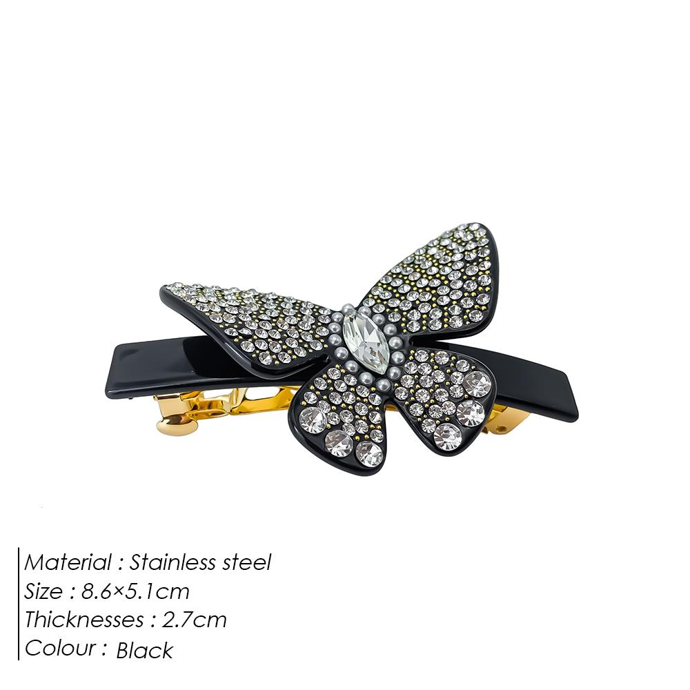 

eManco Square Full Butterfly Butterfly Large Czech Rhinestones Solid Colour Side Clip Hair Fixing Divine Princess Jewellery Size fits all