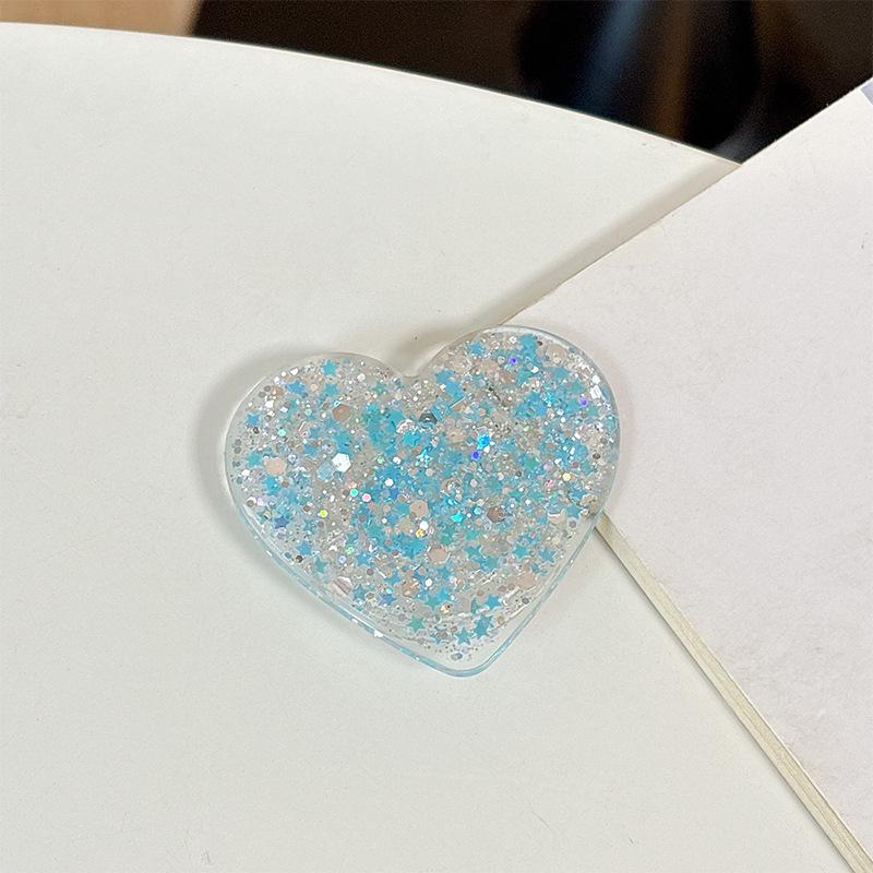 Korean Women s Heart Sequin Magnetic Phone Holder & Extendable Ring Grip