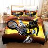 Lokomotive und Motorrad Muster Druck Bettbezug Kissenbezug 3D Digitaldruck Dreiteiliges Set