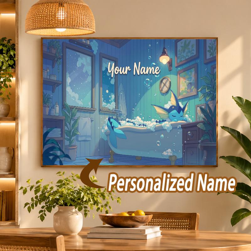 Vaporeon Custom Name Diamond Painting Personalized 5D Full Drill DIY Diamond Art Home Decor