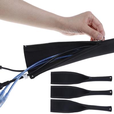 1Pc Neoprene Cable Management Sleeve Zipper Wrap Wire Hider Cover Organizer